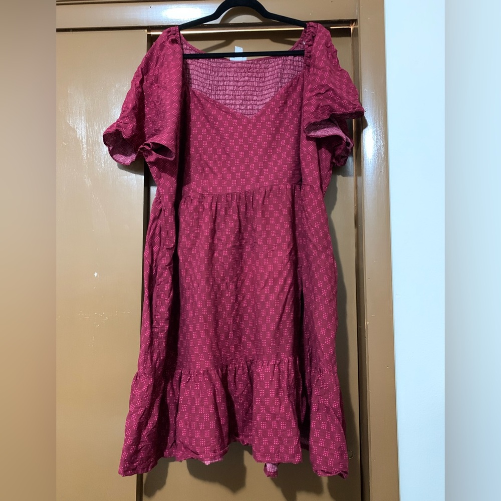 3x Ava & Viv Berry V Neck Knee Length Sun Dress
